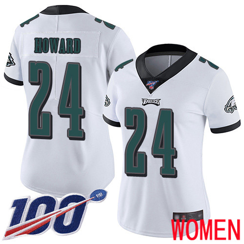 Women Philadelphia Eagles #24 Jordan Howard White Vapor Untouchable NFL Jersey Limited Player Season